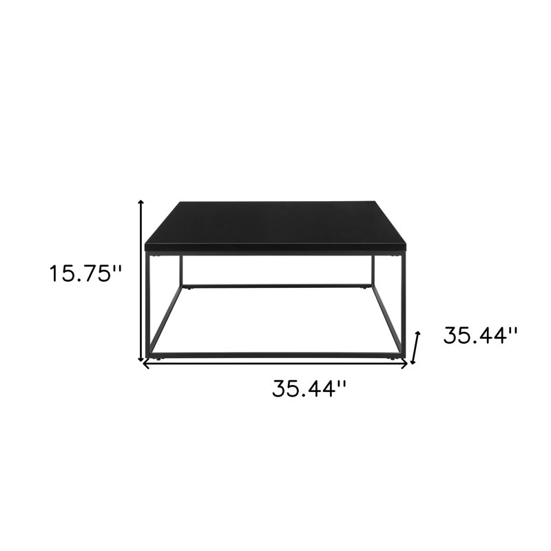 Table basse carrée en métal 35 po Mishaela, Noir, Or