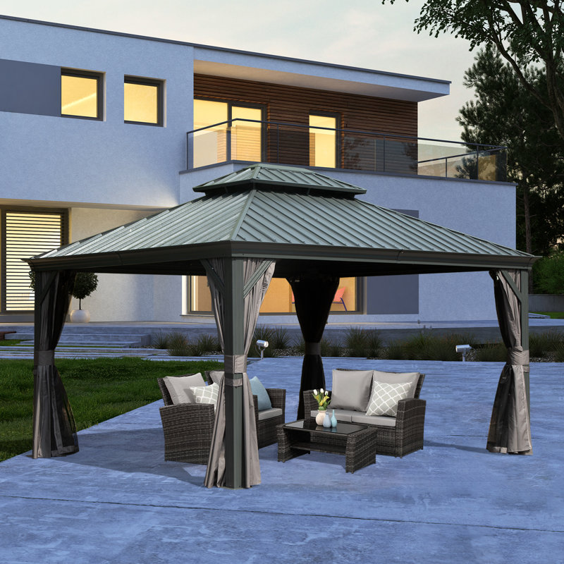 Aluminum Galvanized Steel Patio Gazebo with Double Roof