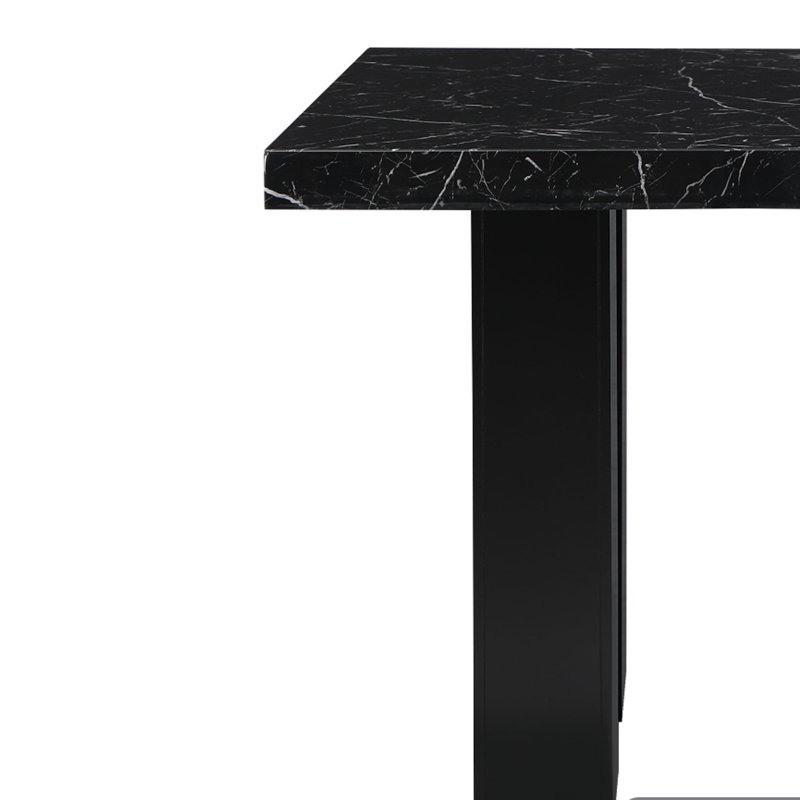 Table de salle à manger carrée, Noir, Noir