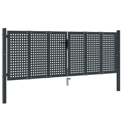 vidaXL Garden Gate Driveway Fence Gate Fence Panel Patio Gate Anthracite Steel