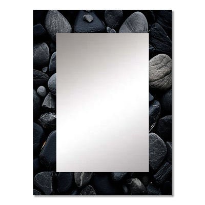 Black Stones Scenery Minimalism - Stone Geode Unique Mirror, Traditional Large Wall Mirror, Printed Metal Art