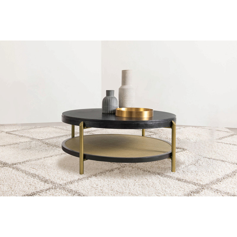 Table basse ronde avec tablette de rangement