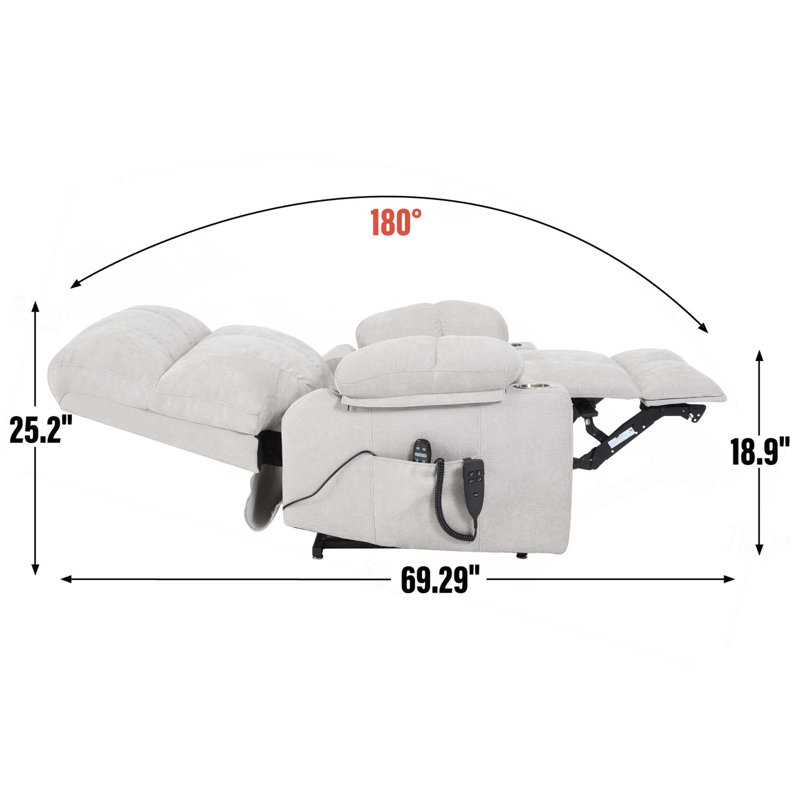 Fauteuil inclinable à double moteur en cuir à deux positions Infinity Power Lift, Beige