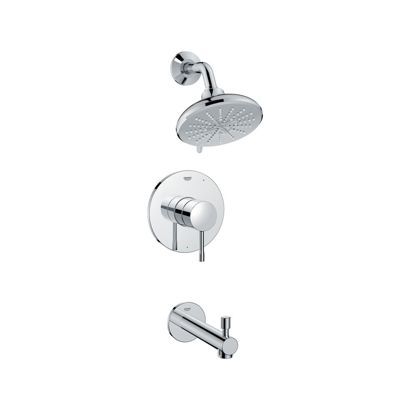 Essence Tub & Shower Faucet with Rough-in Valve, StarLight Chrome