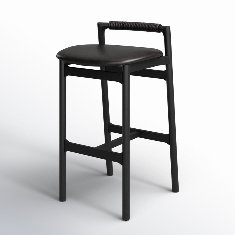 Baden Stool, Bar Stool (30" Seat Height), Sonoma Black/Genuine Leather, Brushed Ebony
