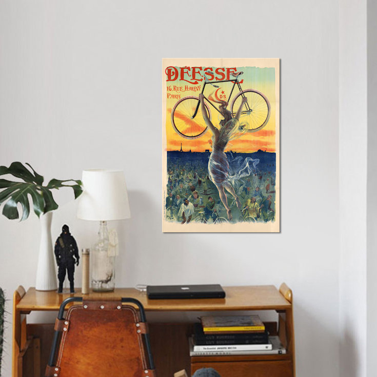 " Déesse Cycles Advertisement " by Jean De Paleologu, 40" H x 26" W x 1.5" D, No Mat, Wrapped Canvas