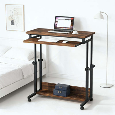 Bureau avec roulettes, table pour ordinateur portable pratique, bureau à hauteur réglable