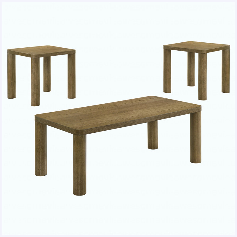 Ensemble de tables basses 3 pièces Traditional, H 17,75 po x l 47,25 po x P 23,5 po, Chêne brun