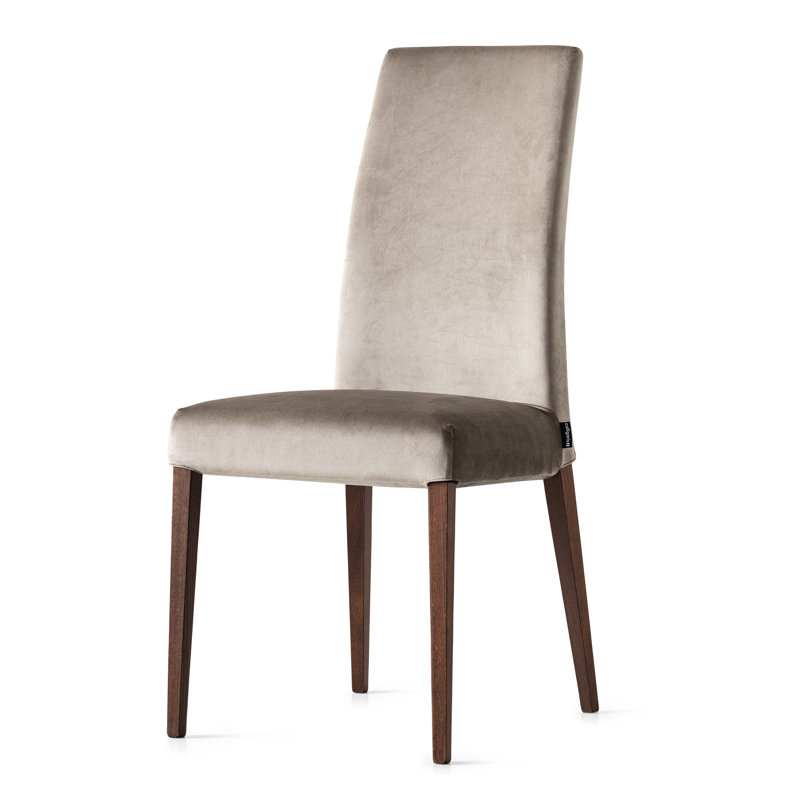 Chaise méditerranéenne rembourrée avec pieds en bois, Fumée, Sable
