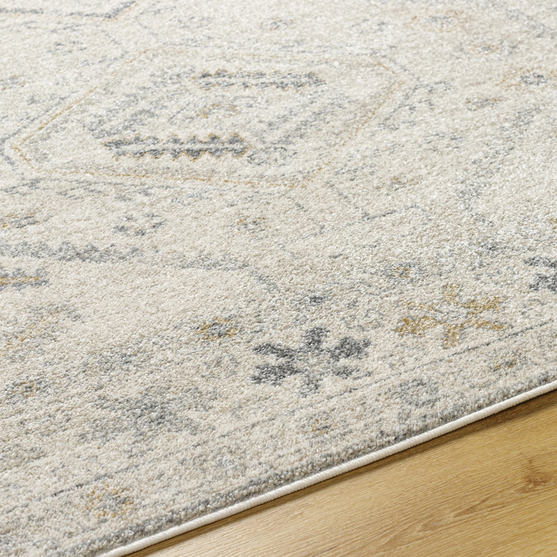 Rectangle Southwestern Machine Woven Polypropylene Area Rug in Medium Gray, Rectangle 7'10" x 10'