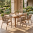 Ensemble repas d'extérieur 7 pièces avec table à rallonge en bois d'acacia et 6 fauteuils en corde tissée