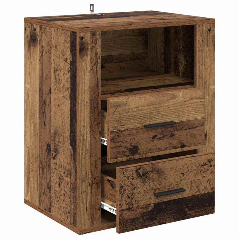 35cm W Manufactured Wood Bedside Table, Old Wood