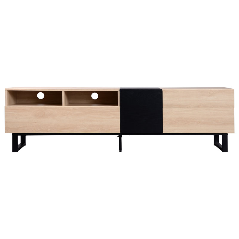 Modern TV Stand With Double Storage Space, Media Console Table, Entertainment Center With Drop Down Door For Living Room, Bedroom, Home Theatre