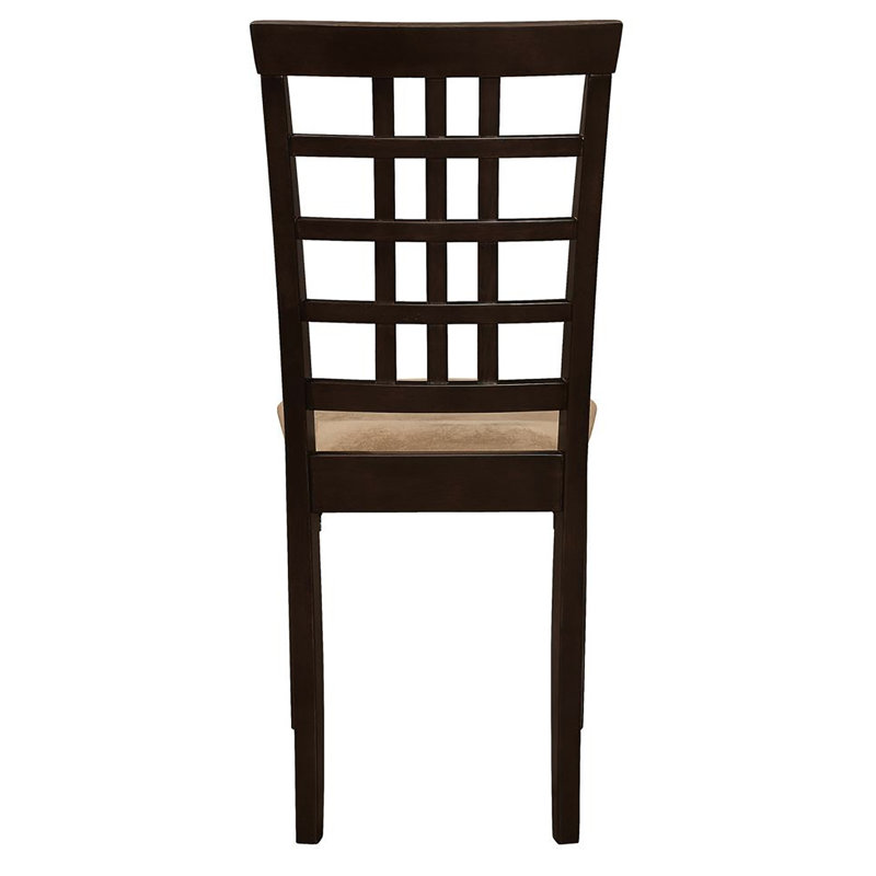 Of 2 Cappuccino Chairs With Beige Textiles - Geometric Back Design Side (2) Back, Comfortable Seating Pad Area