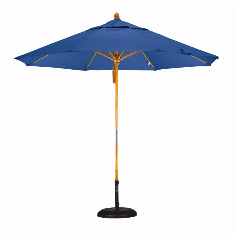 Parasol 9" Market, Toile Sunbrella® bleu pacifique, Marenti Wood