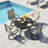 47.2" Outdoor Patio Round Dining Table For 2, Patio Table With Adjustable Umbrella Hole & Foot Pads, Metal Steel Frame & Non-rust E-coating, All Weather For Backyard Lawn Deck Poolside-165643059