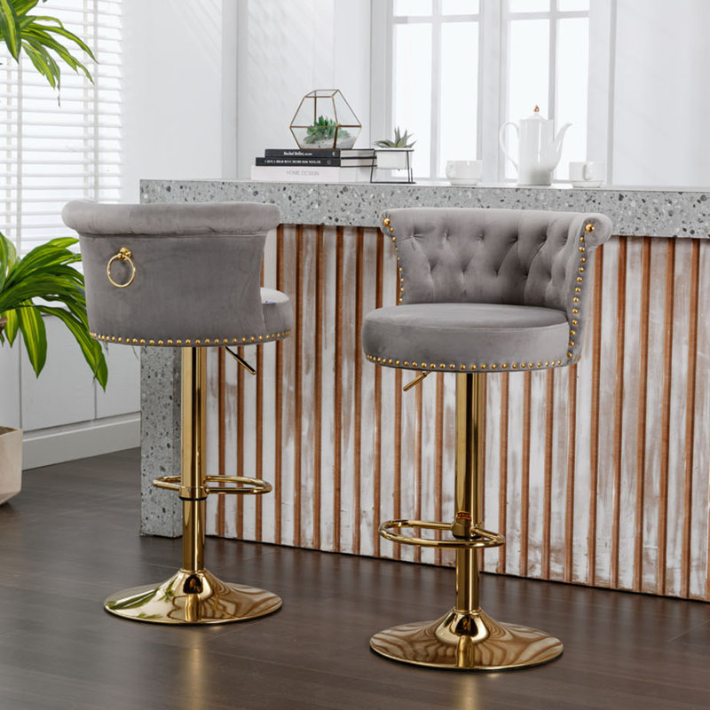 Tabouret de comptoir pivotant Keistutis, Beige