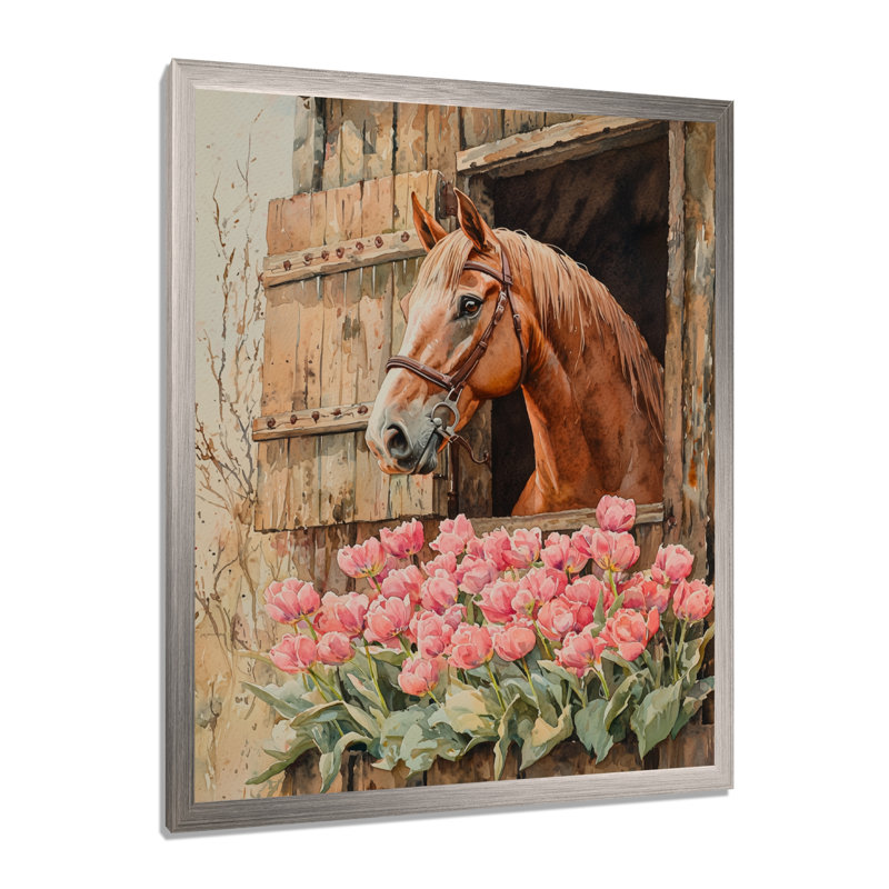 Dorly - art mural sur toile florale, H 32 po x l 16 po, Argent argent, Reproduction encadrée sans passe-partout