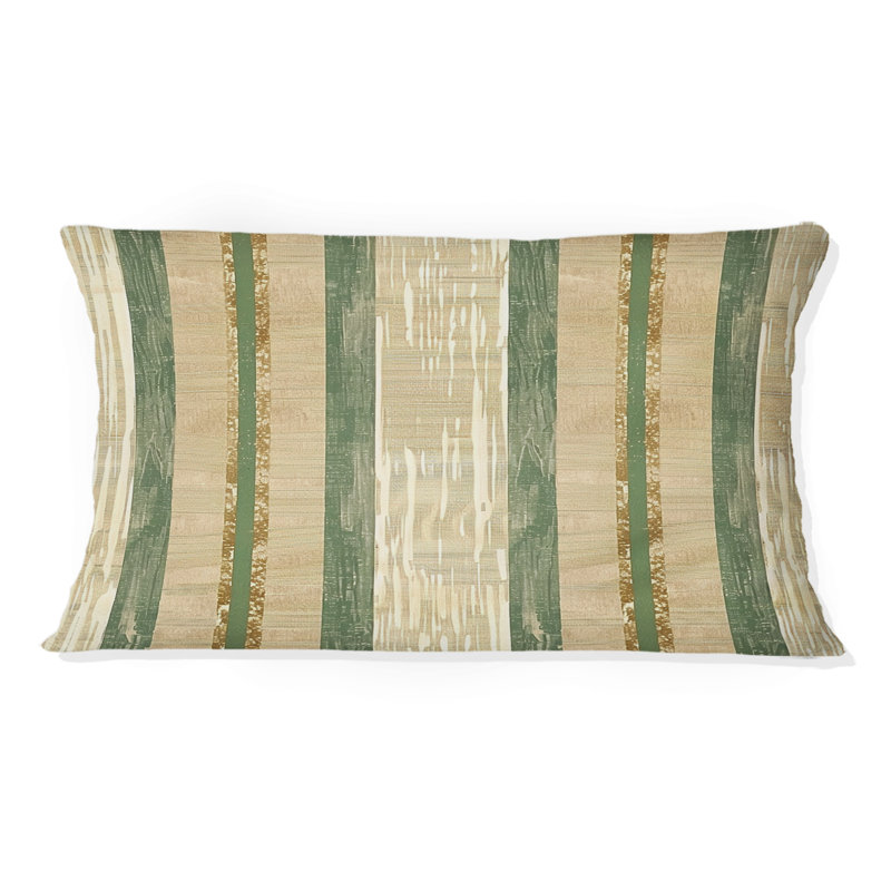Coussin lombaire à rayures dorées et vertes IV