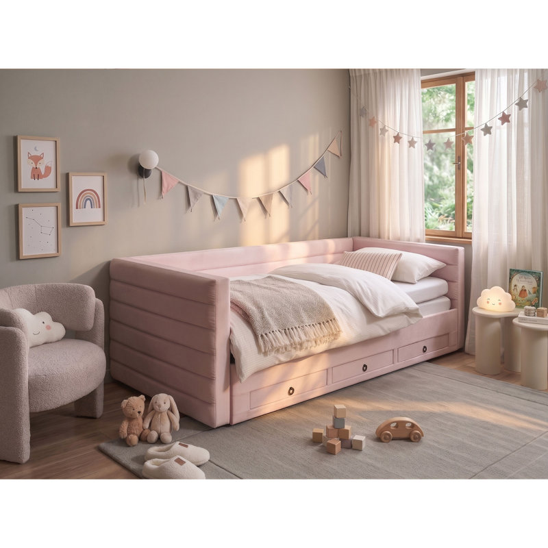 Upholstered Velvet Daybed, Pink