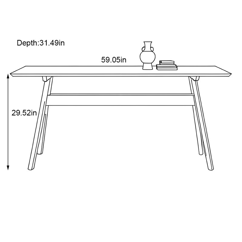 Table de salle à manger rectangulaire Home Modern, H 29,52 po x L 59,05 po x l 31,49 po