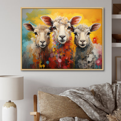 «Colorful Sheep Fuzzy Friends», reproduction d'art sur toile