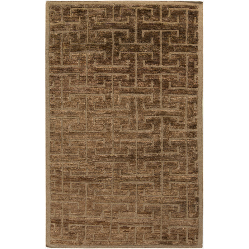 Tapis de zone taupe touffeté à la main Helston, Rectangle 5 pi x 8 pi