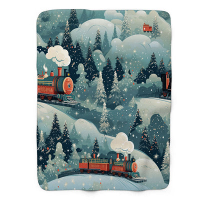 Wintery Express - 1 Piece Premium Sherpa Blanket