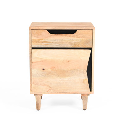 Table de chevet en bois naturel avec un tiroir de rangement, armoire carrée, idéale pour les petites chambres à coucher, mange-debout de 24 po de hauteur et facile à monter, fournit des livres d'espace, 24,32 lb