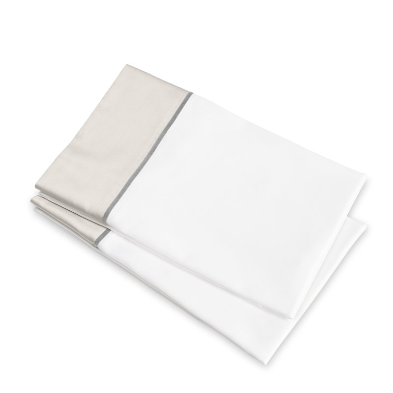 Luna Sateen Pillow Case, Standard Pillowcase, White/Pearl