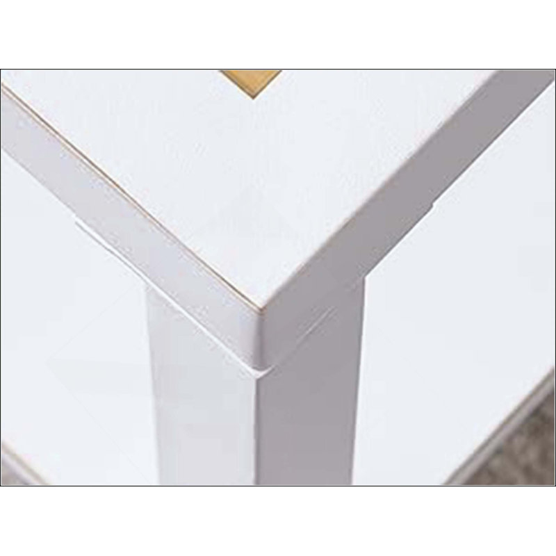 Modern Square Coffee Table Metal Frame / Glass Top, White