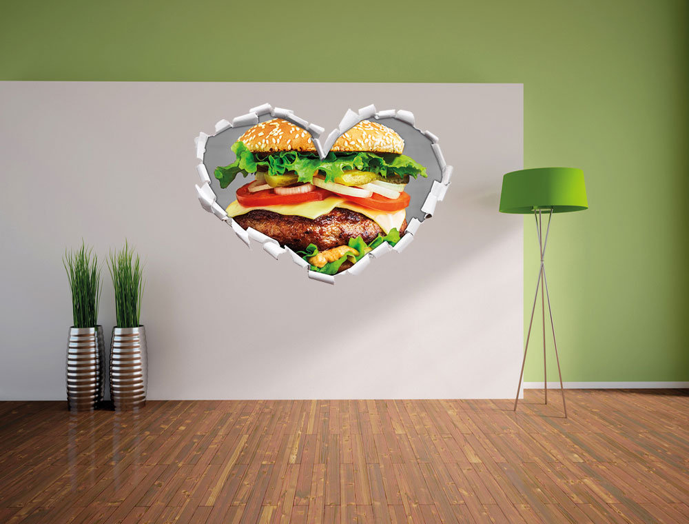 Wandtattoo Leckerer Hamburger mit Zwiebeln