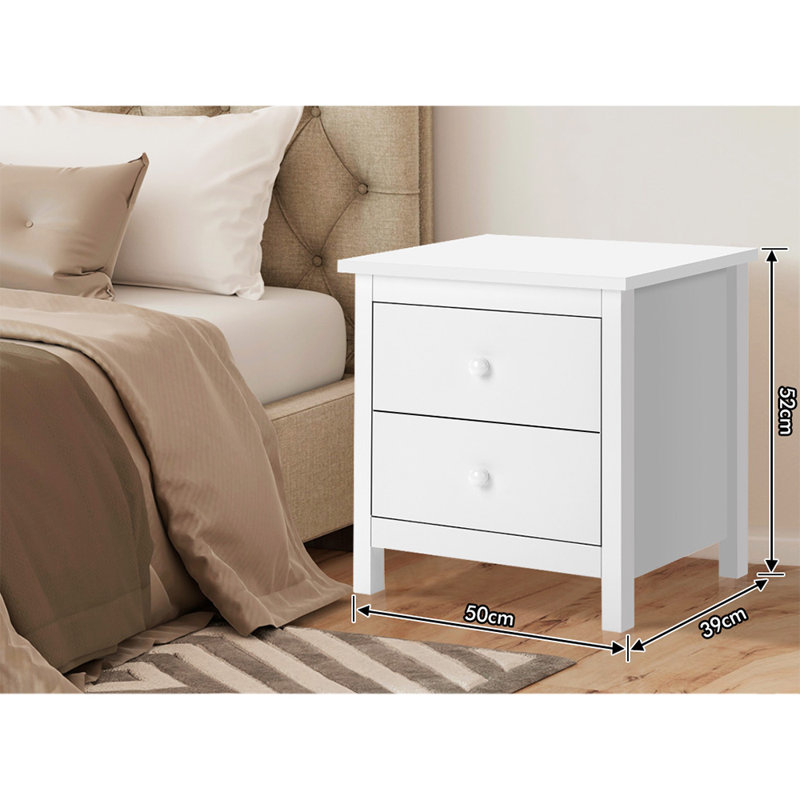 50 cm W Bedside Table, White
