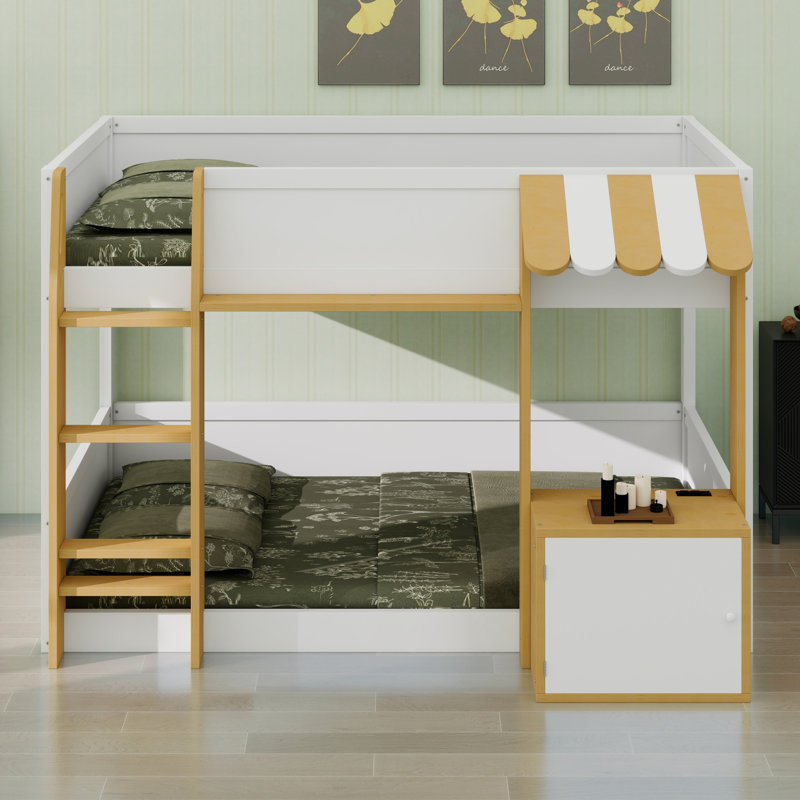 Lit superposé peu encombrant avec bureau, rangement, échelle et ports USB