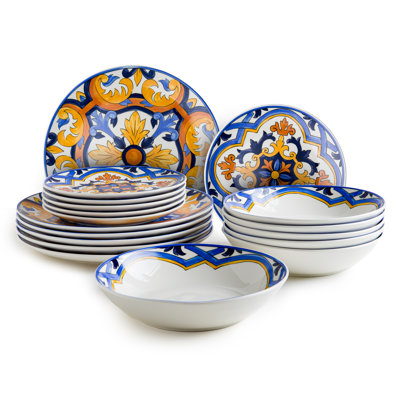 Valerine 18 Piece Porcelain China Dinnerware Set - Service for 6