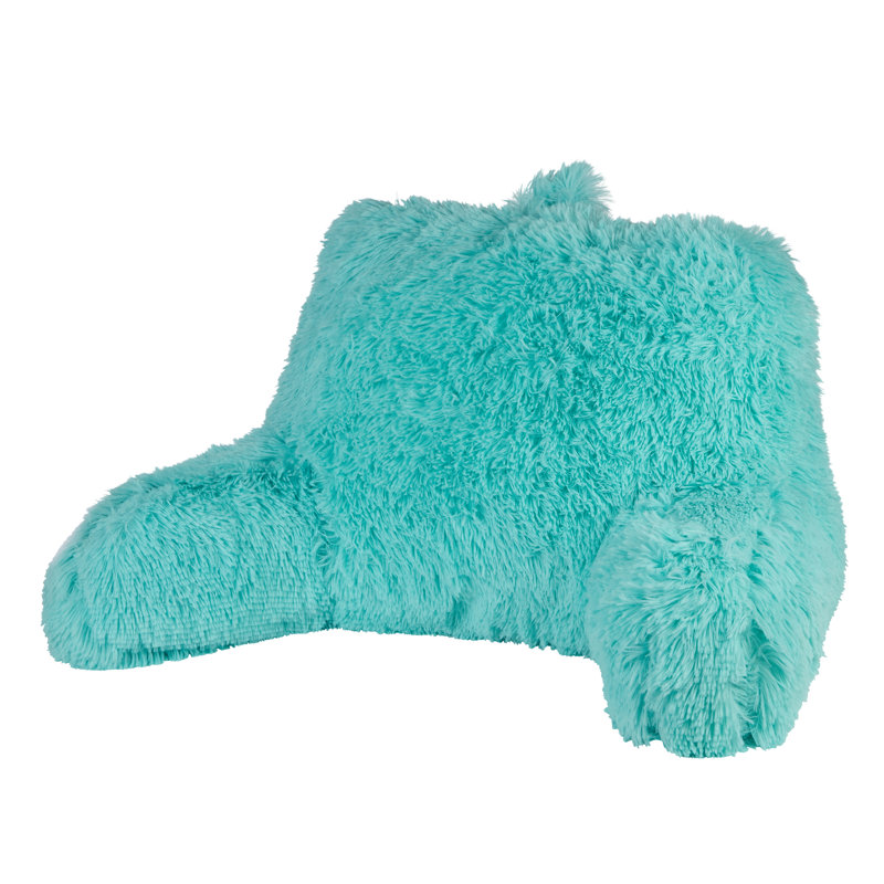  Shaggy Backrest Pillow, Aqua Blue