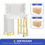 Halide Vanity Desk Makeup Table set Stool with Tri-Fold Mirror, Storage Drawer, and Shelves-1324910856