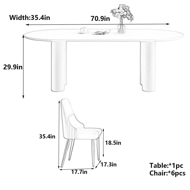 Table de salle à manger style français, Blanc, crème, 29.9" H x 70.9" L x 35.4" W