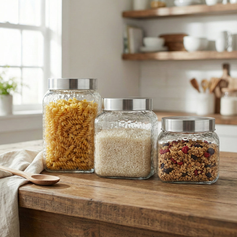 Glass Canister - Set of 3, 6" H x 10" W x 15" D