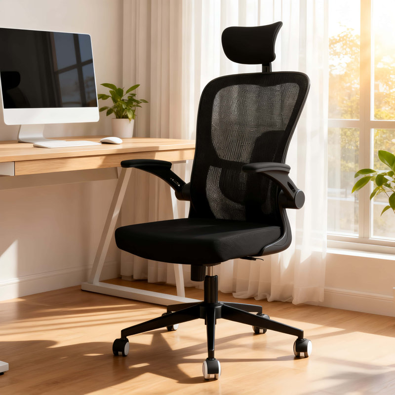 Chaise de bureau Nykeesha, Noir, Noir