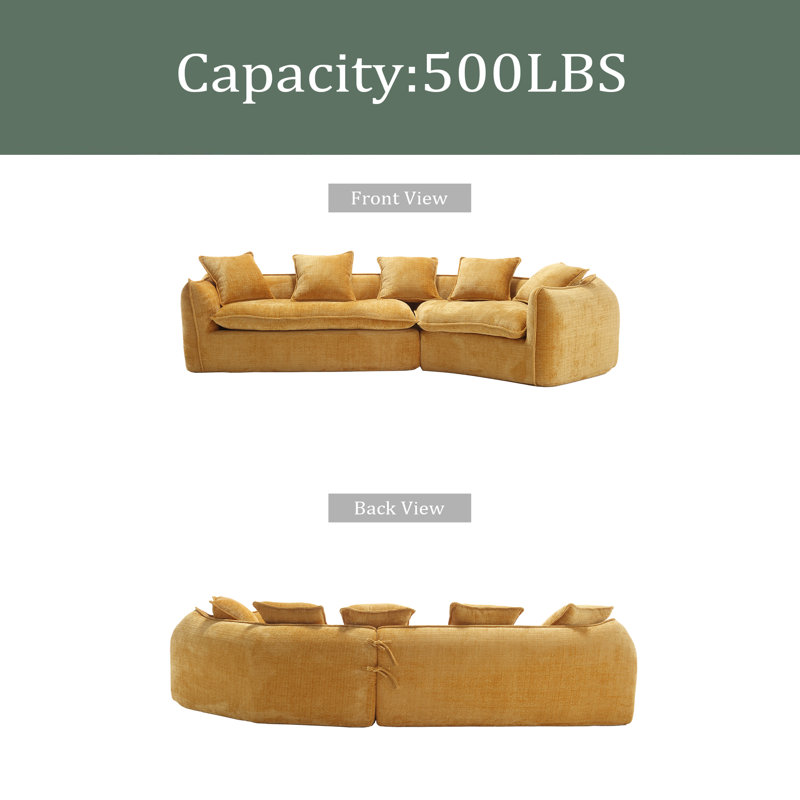 Canapé modulaire modulaire, canapé en forme de U avec canapé pour cinq personnes et coussins, grands canapés en tissu de chenille minimalistes modernes, ensembles de meubles de salon
