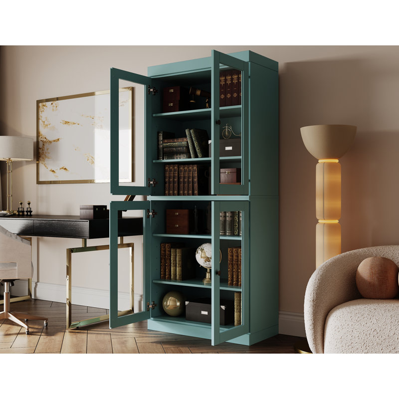 Bibliothèque à 6 tablettes 100% bois massif Veera Palace Imports, Bleu turquoise