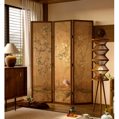 Song Dynasty Aesthetic Solid Wood Qiaoqisha Living Room Folding Screen