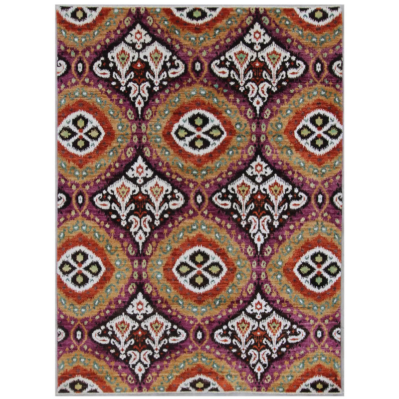 Geometric Hand Knotted Area Rug, Rectangle 148 x 201cm