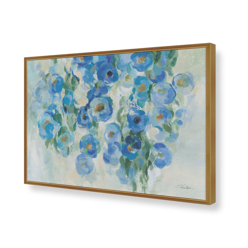 «Blue Garden» par Silvia Vassileva, reproduction d'art, H 24 po x l 36 po, Doré