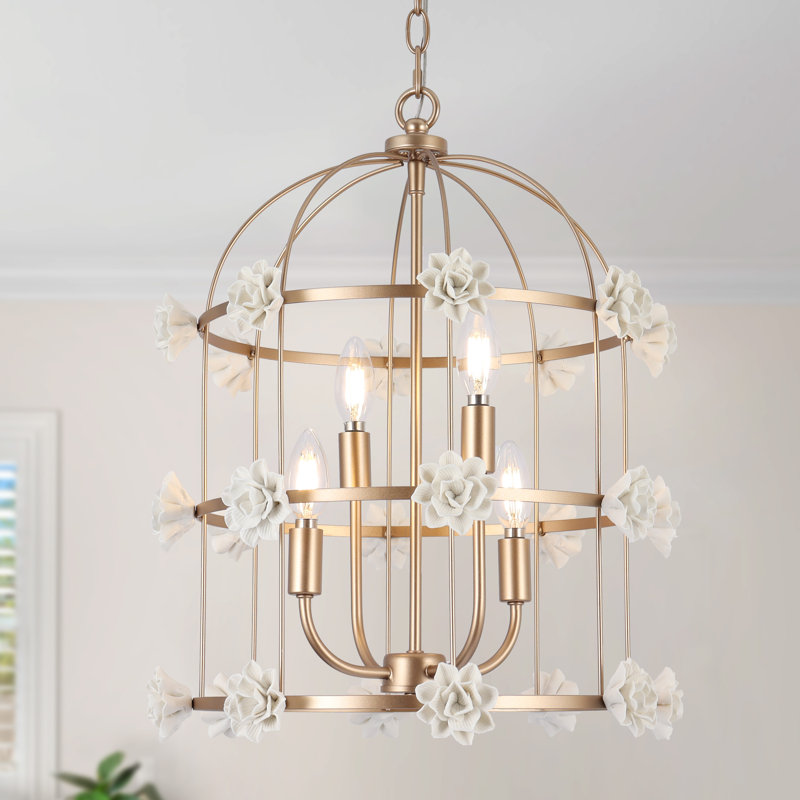 Corbel 4 - Light Dimmable Geometric Chandelier, Rose Gold