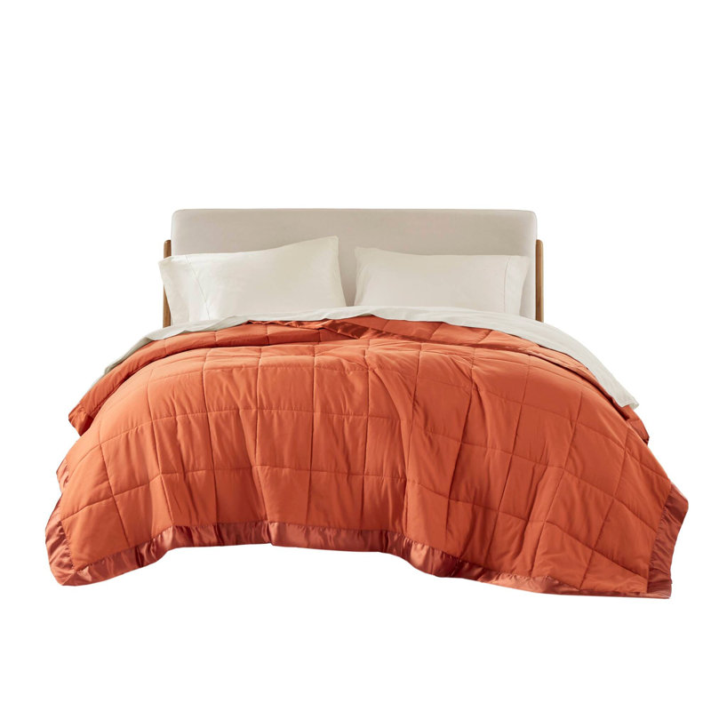 Couverture légère en duvet synthétique, Grand lit, Orange