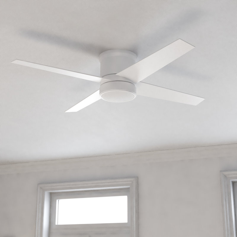 Aniss 52 in. Black Indoor Outdoor Low Profile Flush Mount Transitional Ceiling Fan with Reversible Black-Weathered Gray Blades, Dimmable Integrated LED Light Kit and Remote Control Included, 3 Speeds