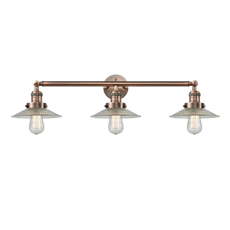 Éclairage de salle de bain à intensité variable à 3 lumières Miramontes, Cuivre antique, Transparent