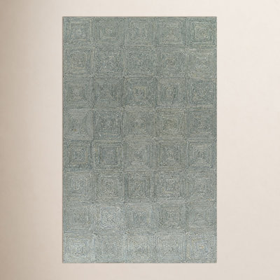 Mykonos Blue Hand-Woven Geometric Jute Rug